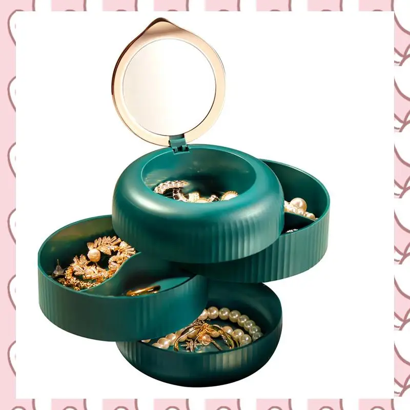 

HHTL Jewelry Box Organizer Travel Jewelry Case Small Jewelry Boxes For Women, 4 Layer Earring Holder, C