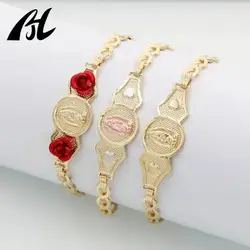 New Joyeria Religious Jewelry Lucky Ancle Bracelet Women Virgin Mary Tricolor Laminado in or De La
