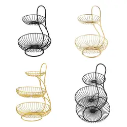 2/3 Tier Fruit Basket Metal Wire Bread Holder Vegetable Baskets for Countertop Multi-Layer Wire Fruit Holder Display Tray Plate