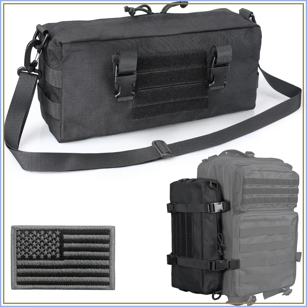 

Large Molle Pouch, Tactical Admin Bag, Modular Utility Side Pouch for Backpack Attachment, with Shoulder Strap for Sling Use