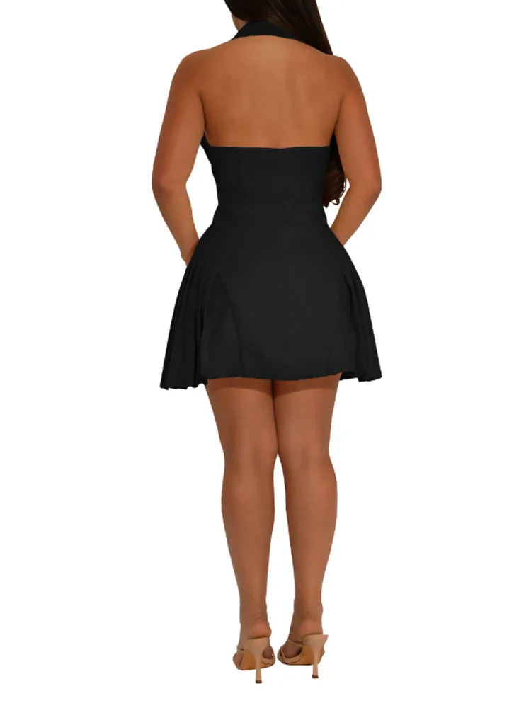 Abito sexy senza schienale con scollo a V da donna alla moda