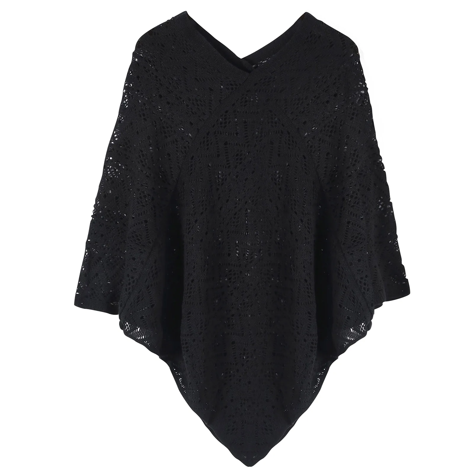 Dropshipping New Fashion Woman Poncho maglione sottile donna cardigan a righe tinta unita Plus Size Pullover maglione Cover Up
