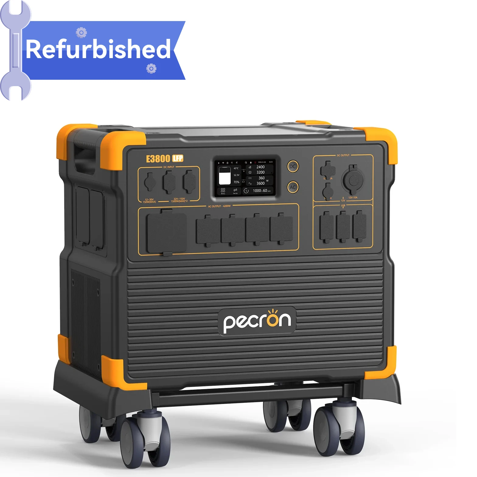 PECRON Portable Power Station E3800 LFP, 3840Wh LiFePO4 Battery Backup, 120/240V 4200W AC Output, Expandable to 53.76kWh Power Station, Solar Generator for Home Use, Emergency, Camping, RV