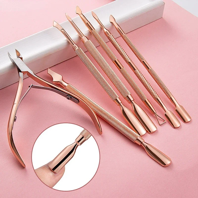 Dead Skin Push Remover Stainless Steel Nail Cuticle Pusher Dual-ended Finger For Pedicure Manicure UV Gel Polish Nail Care Tools