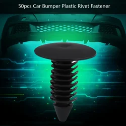 50pcs Car Bumper Plastic Rivet Fastener Retainer Trim Push Pin Clip Black
