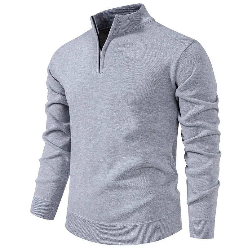 

New Men's Plus-velvet Sweater Korean Autumn and Winter Pullover Korean Slim Half Zipper