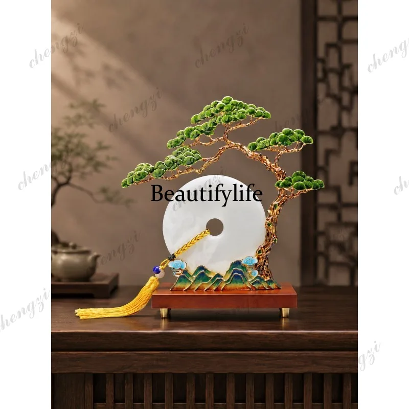 Welcome pine ornament jade safety buckle entrance office ornament housewarming opening gift