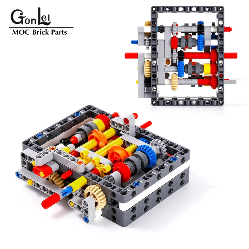 Technical MOC Gears Ultra Compact 8+N+R-Speed Sequential Gearbox Model Building Blocks Assemble Bricks Set DIY Educational Toys