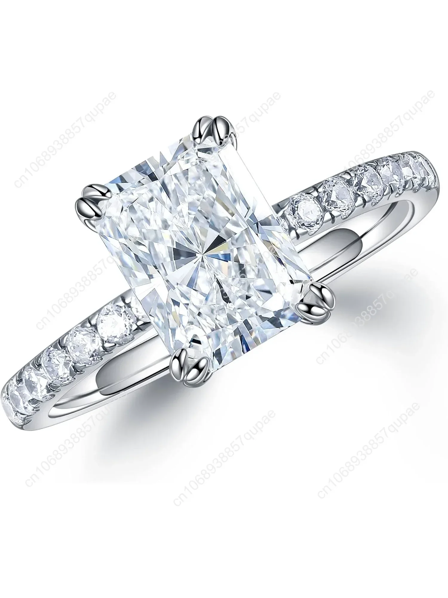 

2ct Radiant Cut Moissanite Rings for Women - D Color VVS1 Clarity Lab Created Moissanite Wedding Rings for Women 14K Whit