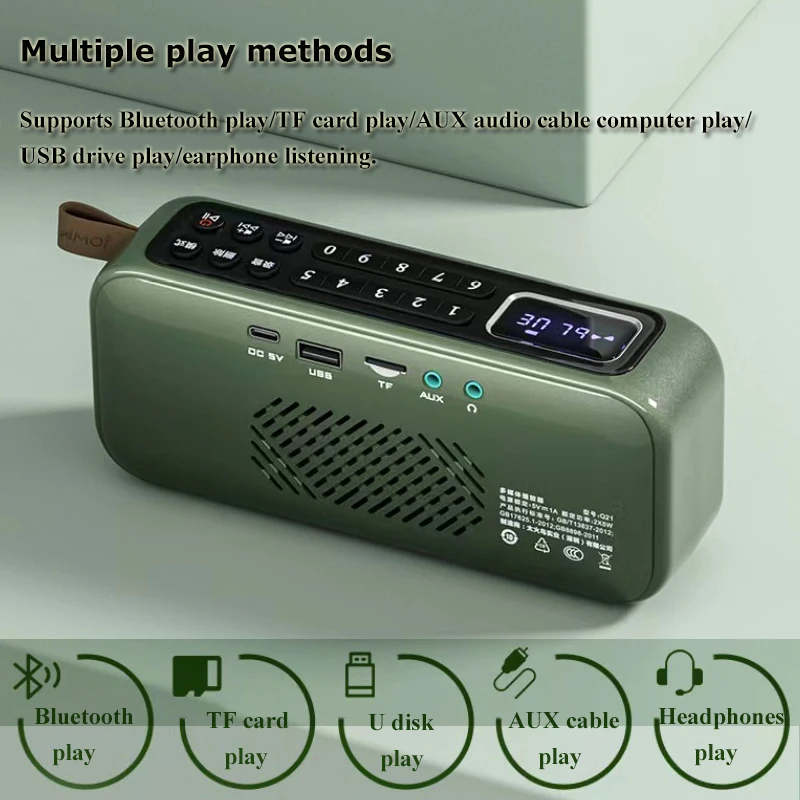 Portable FM Radio 3000mah Rechargeable Radios Receiver Bocinas Bluetooth Alta Potenci Recorder with LED Display TF Card USB Play