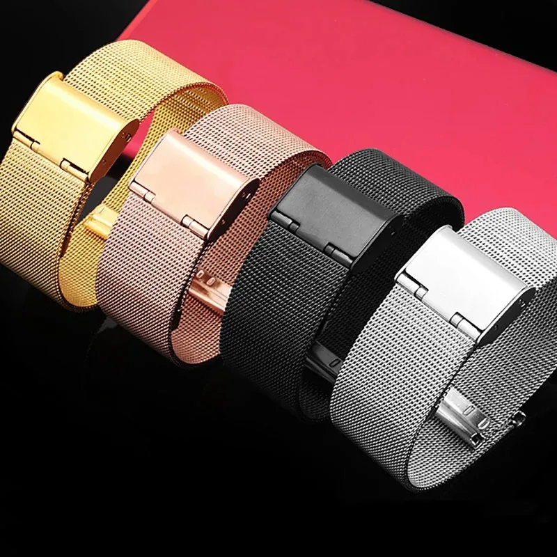 12 14 16 18 19 20 21 22 24mm Universal Milanese Watch Strap Stainless Steel Watch Band Replacement Bracelet Watch Accessories