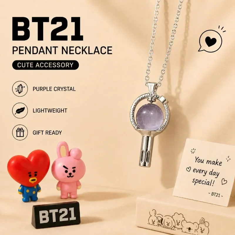BT21 Necklace Creative Support Stick Necklace Support Peripheral AccessoriesCollarbone Chain Fashion Decoration
