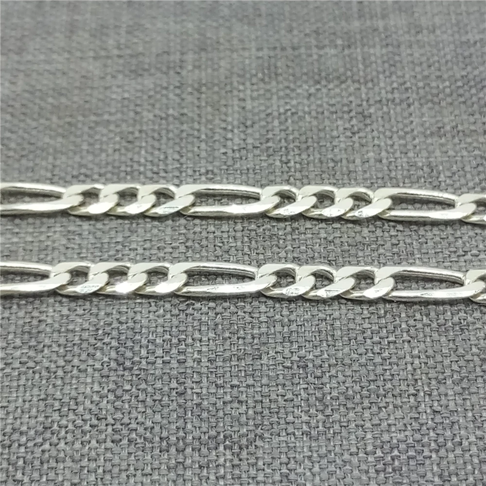 925 Sterling Silver Unfinished Diamond Cut Figaro Chain for Necklace Bracelet 30cm(about 11.8'')