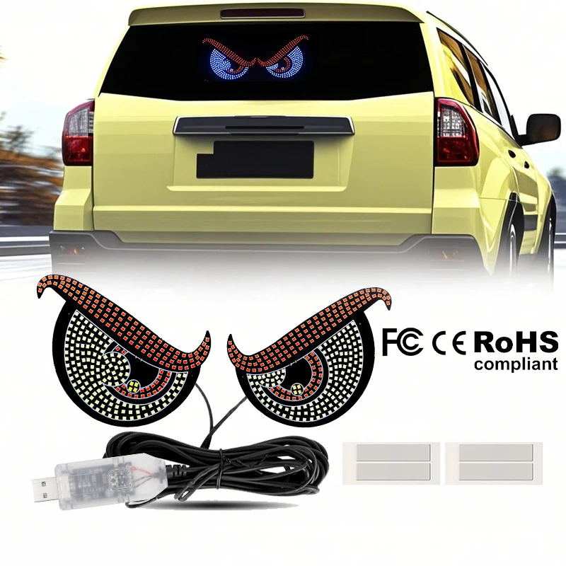 

Devil's Eye Car LED Light Back Window Auto Exterior Decorative Lamps Car Expression Lights Display Signal Lights With USB Plug