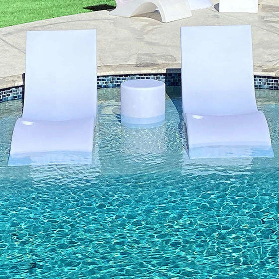 Outdoor Pool Lounger Deck Lounge Chair Swimming Pool Garden Reclining Chair in Water Chaise Ledge Pool Sun Lounger