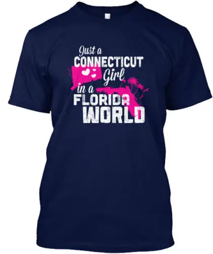 Connecticut Girl Florida World T-Shirt Made in the USA Size S to 5XL