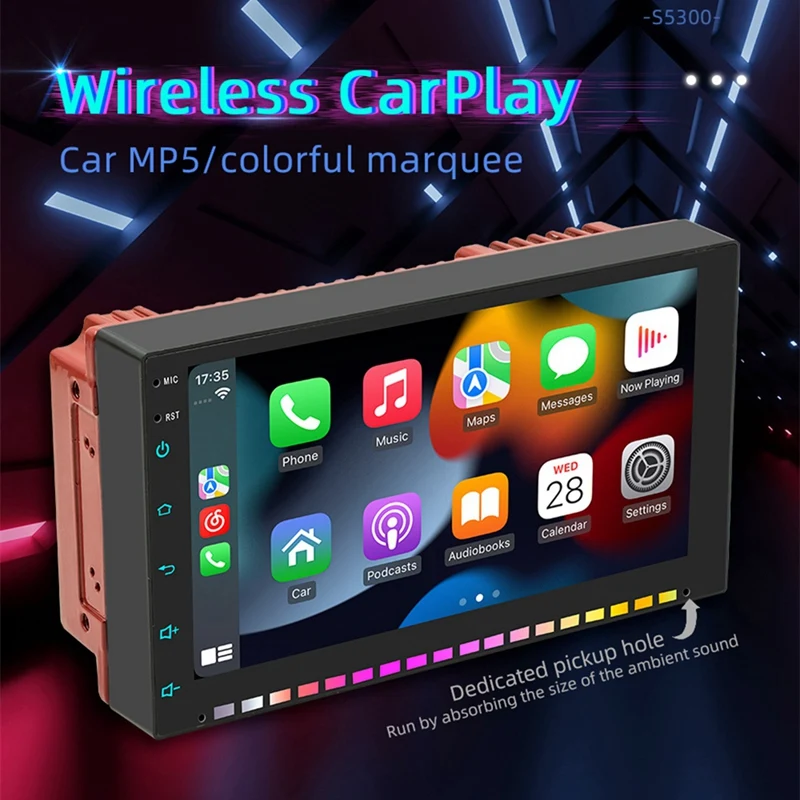 Double Din Car Stereo Carplay & Android Auto, 7 Inch RGB Car Radio Touchscreen Bluetooth, Car Audio With FM, Rear Camera Durable