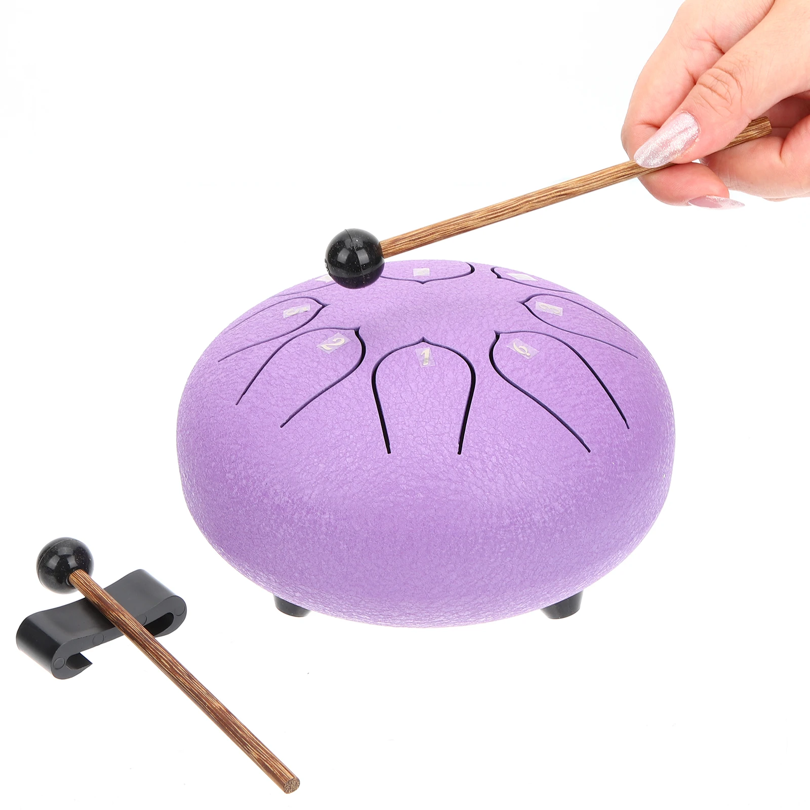 

Lotus Sound Steel Tongue Drum Purple Kids Toddler Percussion Instrument Musical Durable Carbon Steel Wood Material Stress Relief
