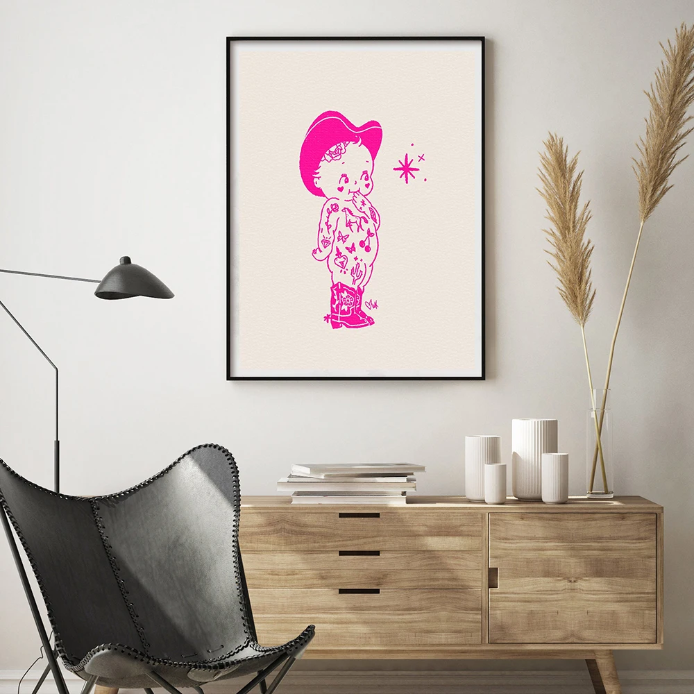 

Cowboy Modern Abstract Wall Art Posters And Prints Wild Western Canvas Painting Nursery Picture for Living Room Home Decoration