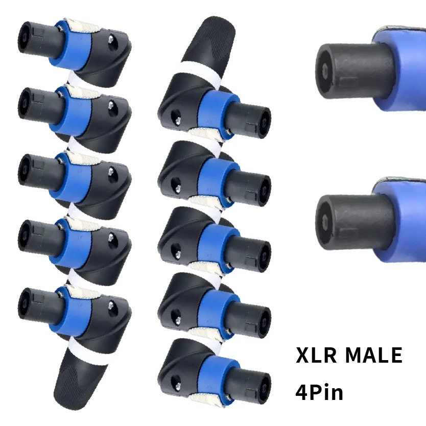 Audio Accessories Speakon Right Angle 4 Pin NL4FC Connector XLR Male Plug Locking Adapter