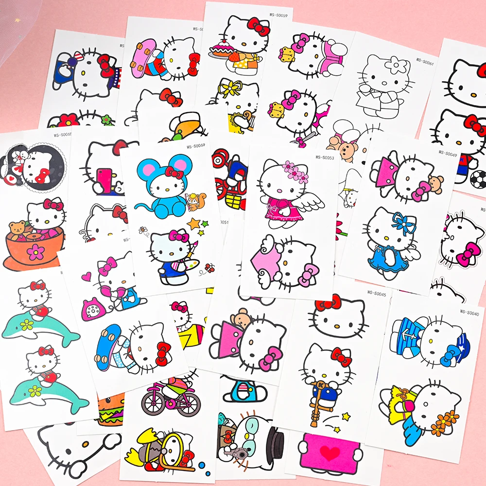 30 teile/satz Sanrio Hallo Kitty Temporäre Tattoos Aufkleber Nette Kawaii Anime KT Katze Wasserdichte Tattoos Aufkleber für Kinder Mädchen Geschenke