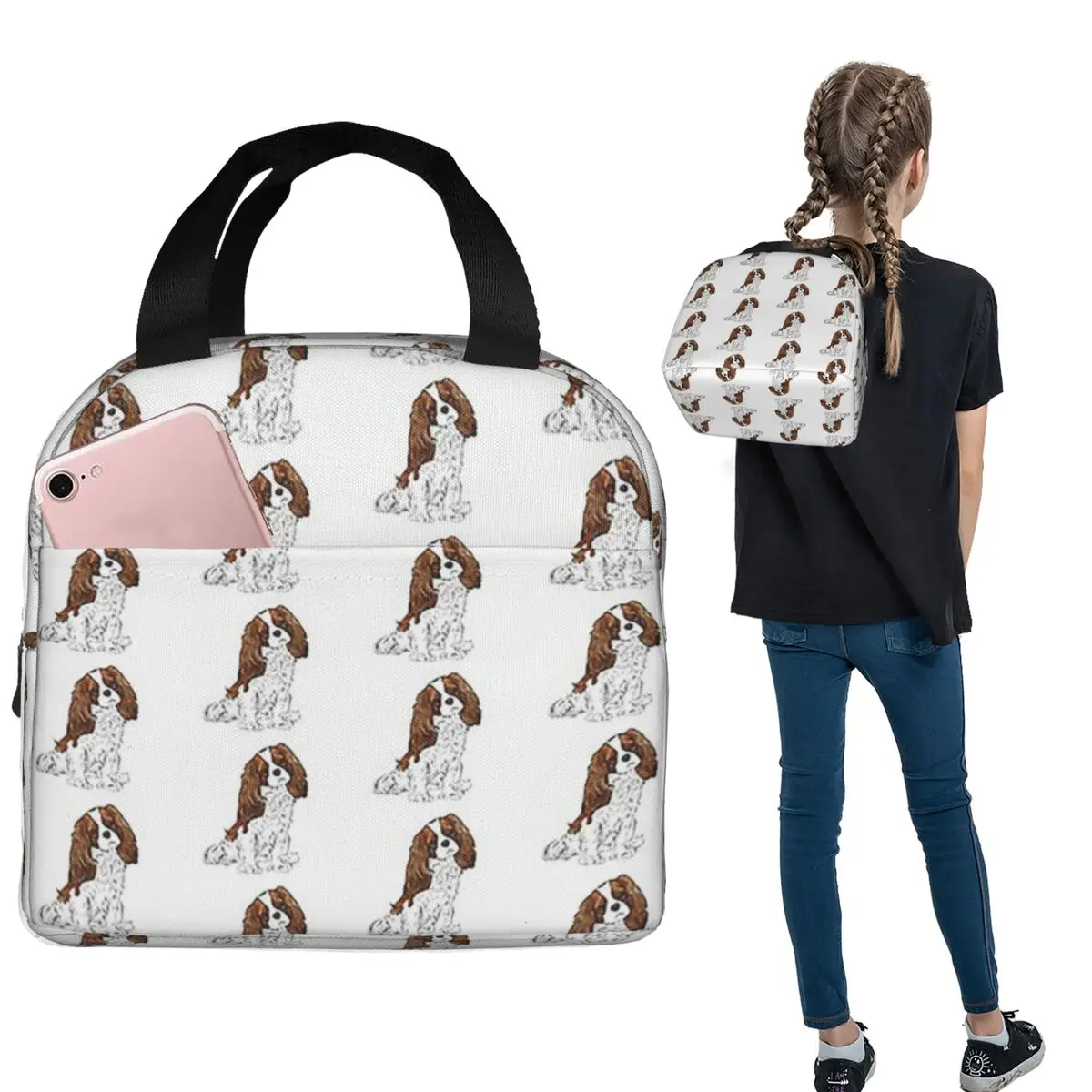 Cavalier King Charles Spaniel - Blenheim Insulated Lunch Bag for Women Children Portable Food Boxes Thermal Lunch Box Tote