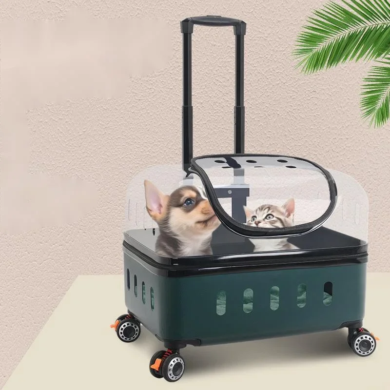 Outdoor Portable Pet Trolley, Large Capacity Cat Bag, Panoramic Transparent Space Capsule, Ventilate, Breathable Transport Cart