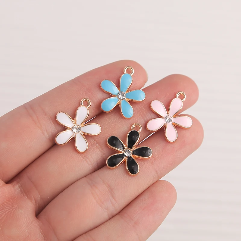 10 Stück 13x16mm süße Emaille Pflanze Blume Charms Anhänger für Schmuck Tropfen Ohrringe Halsketten Armbänder DIY Handwerk machen Erkenntnisse – Detail 3