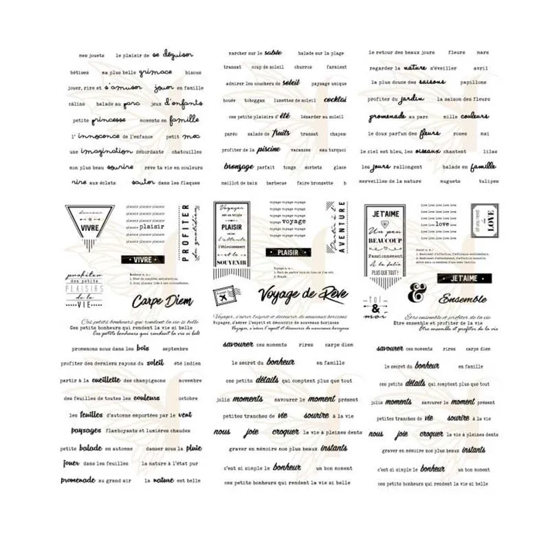 French Words Transparent Clear Stamps for DIY Scrapbooking/Card Making Fun Decoration Supplies A0391