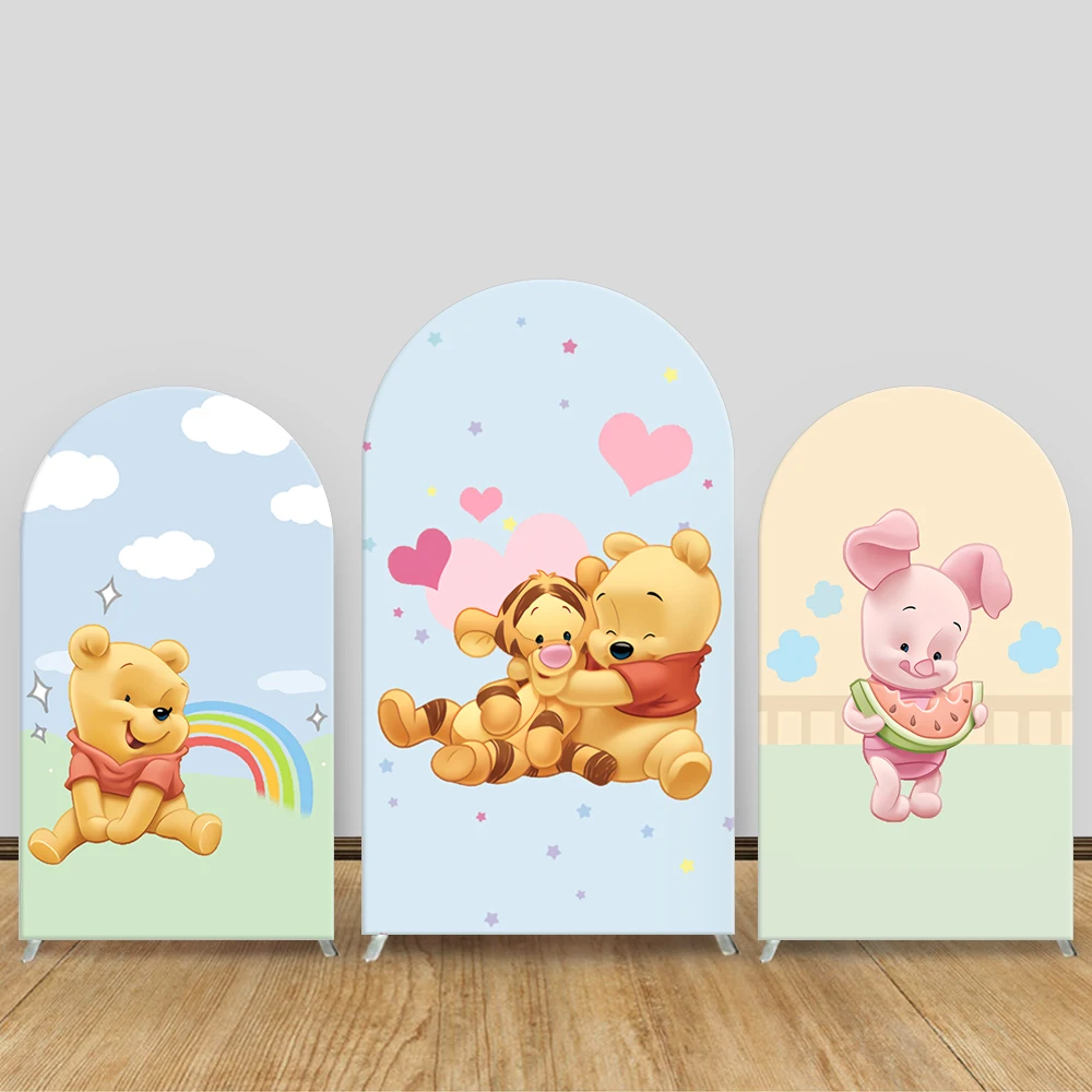 

Winnie-the-Pooh Arch Backdrop Cover Disney Cartoon Cute Baby Shower Kids Birthday Photography Background Party Decor Customized