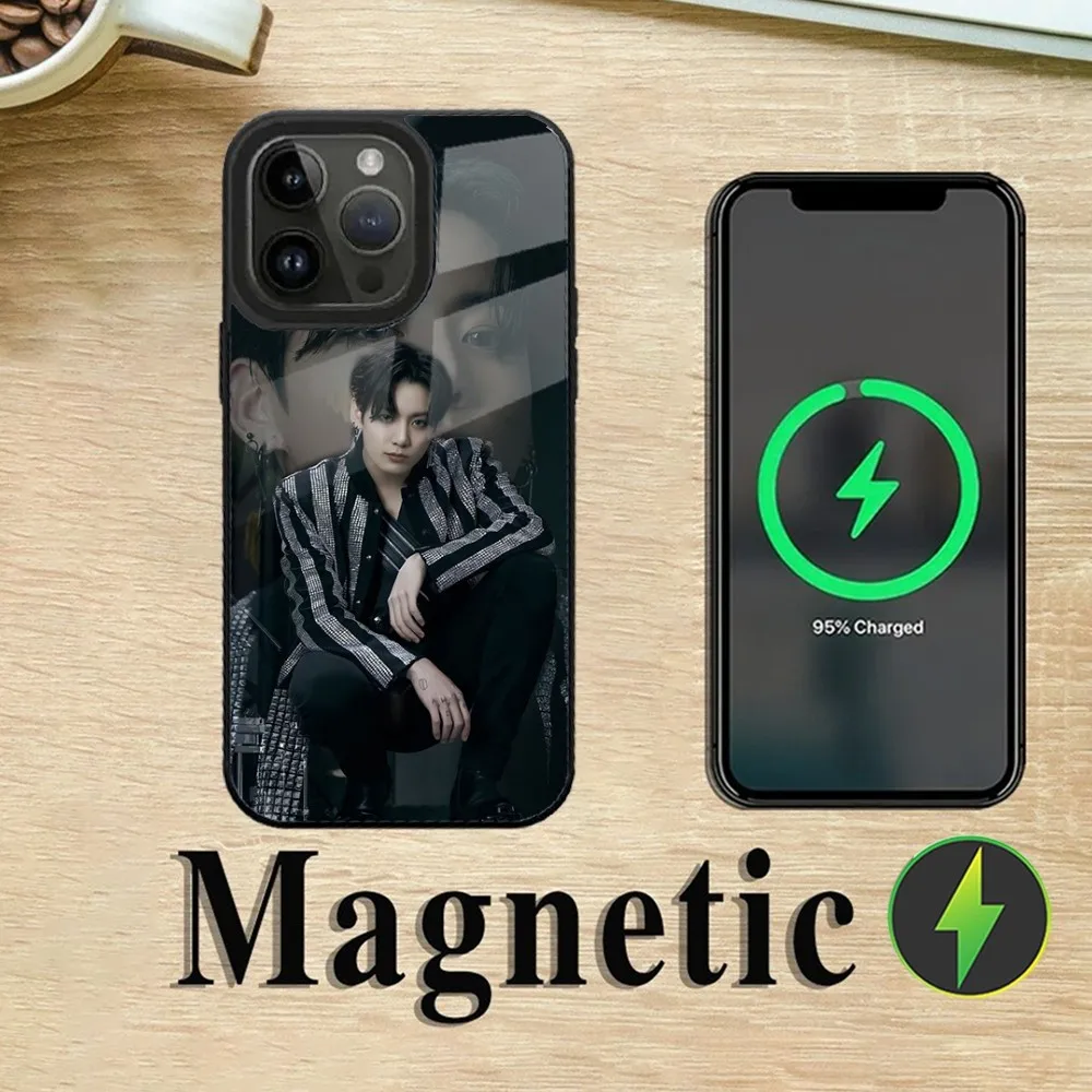 J-Jungkook Jeon Seven Gold Phone Case For iPhone 15,14,13,12,11,Plus,Pro,Max Mini Magsafe Magnetic Wireless Charging