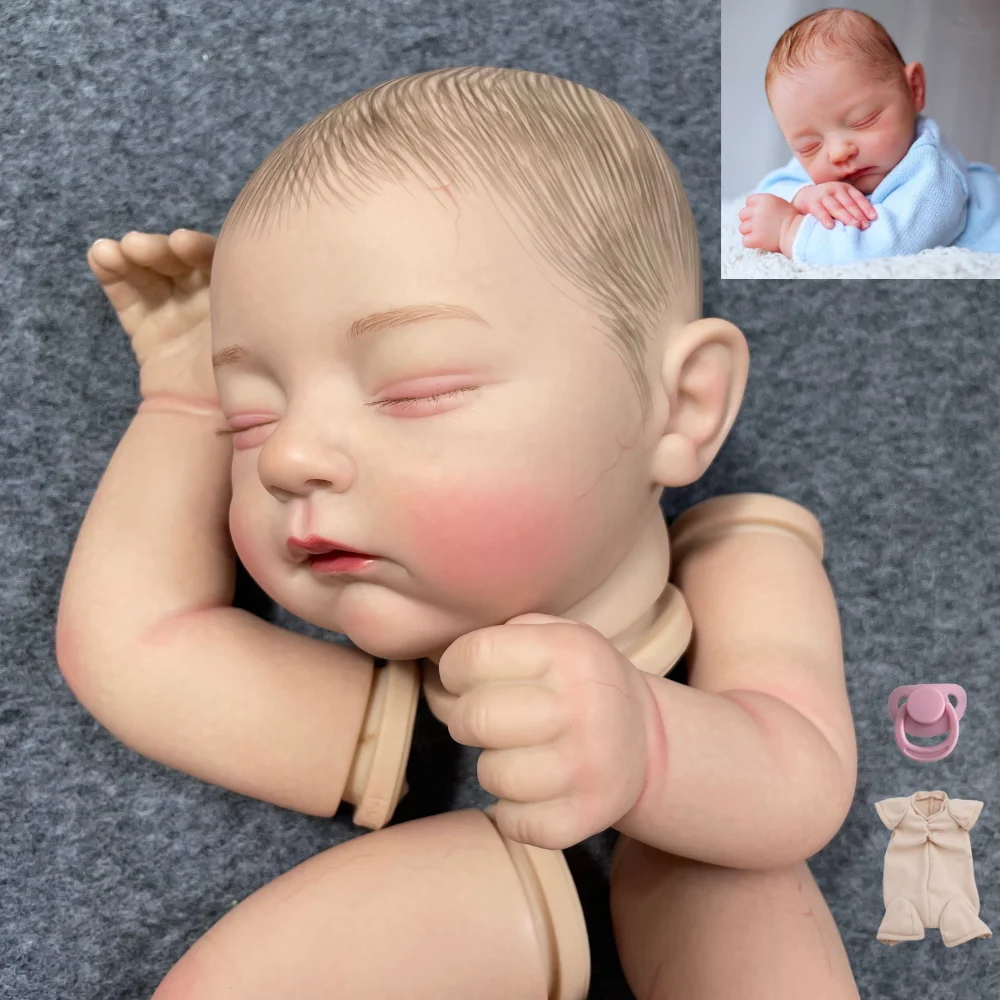 19Inch Already Painted Reborn Doll Kit Jamie Sleeping Baby 3D Skin Visible Veins Unassembled Dll Parts with Cloth Body