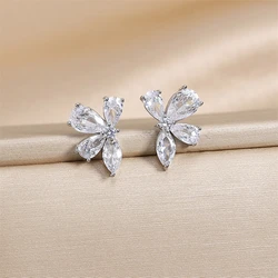 ZAKOL Exquisite AAA Zirconia Flower Stud Earrings Cute Water Drop Crystal Zirconia Party Wedding Ear Jewelry