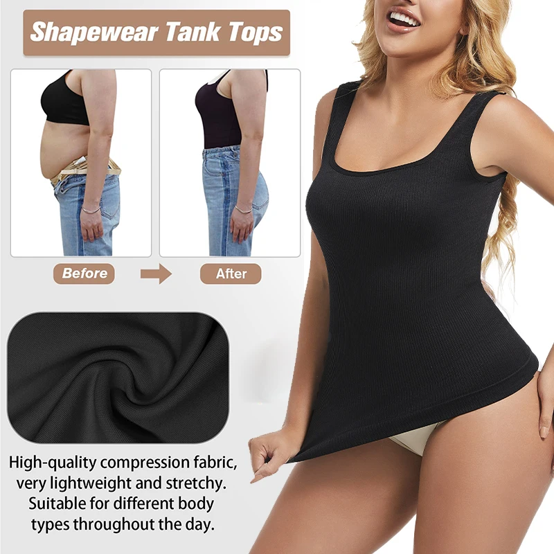 Square Neck Shapewear Tank Tops for Women Shapewear Tank Tops for Women Compression Tanks Body Shaper Camisole Cami Tops