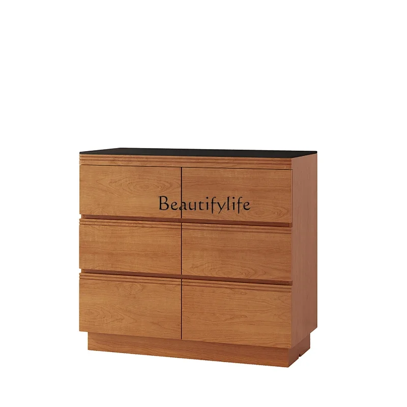 

FG44Solid Wood Stone Plate Storage Cabinet Living Room Locker Small Apartment Middle Island Table