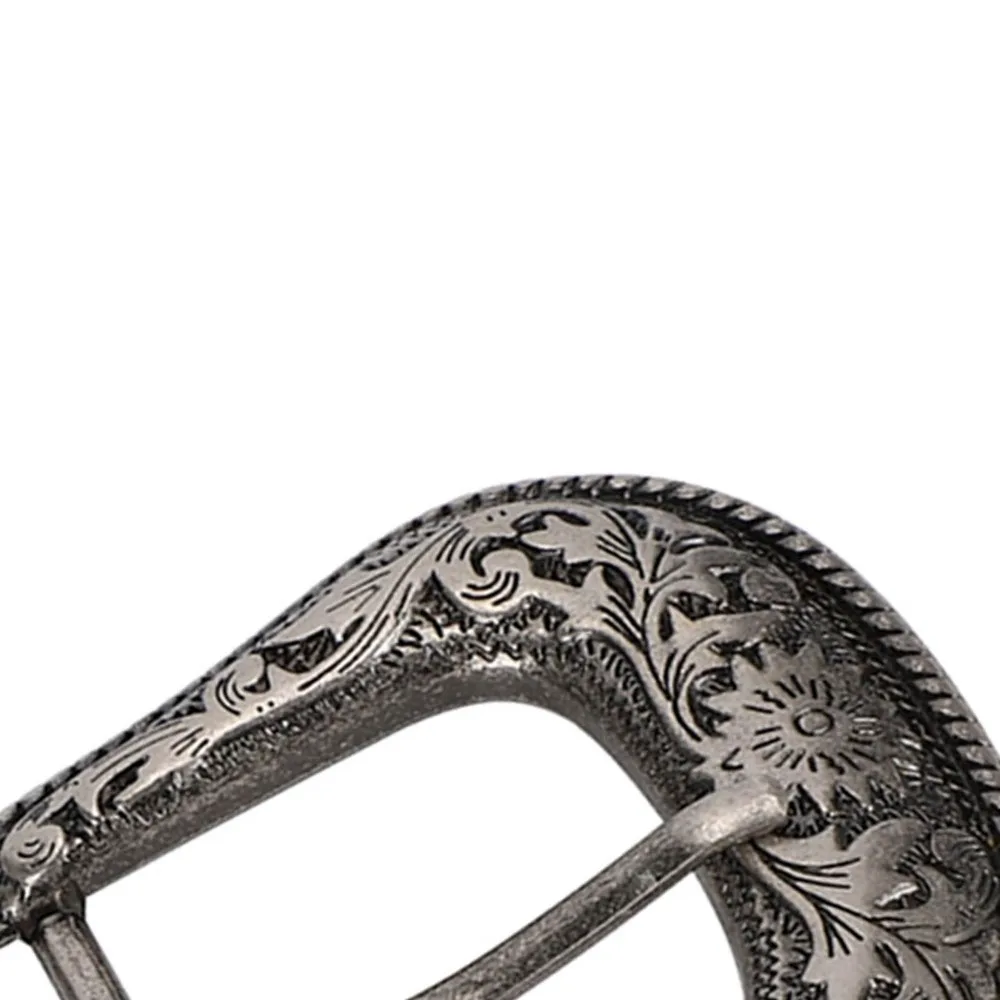 Vintage Style Cowboy Belt Buckle Carving Design Antique Silver Alloy Waist Buckle 3 Module Set 40mm Inner Diameter