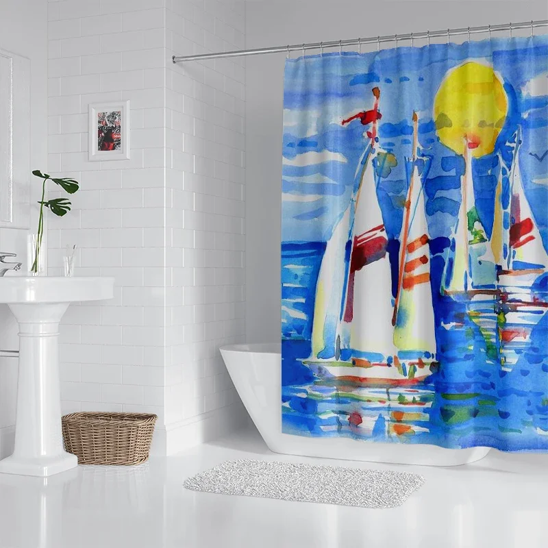 House hold waterproof fabric household shower curtain accessories shower curtain 240 * 200 home marine style shower curtain