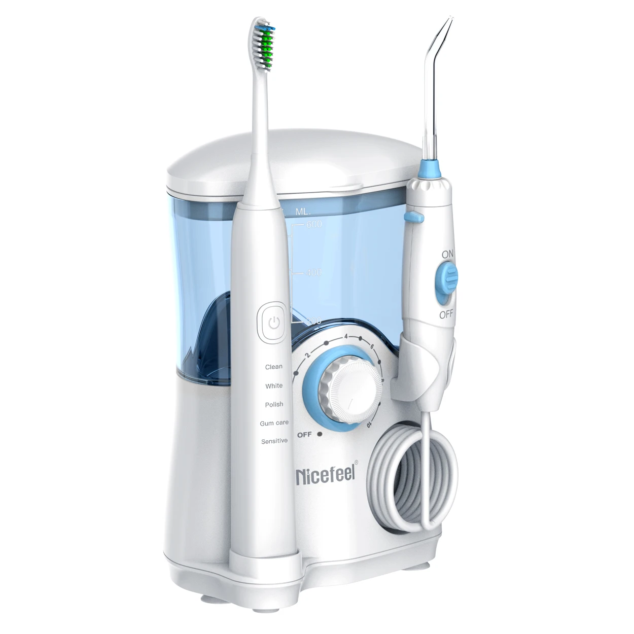 Nicefeel Double Function Two in One Design Water Flosser Shower with Electrical Toothbrush