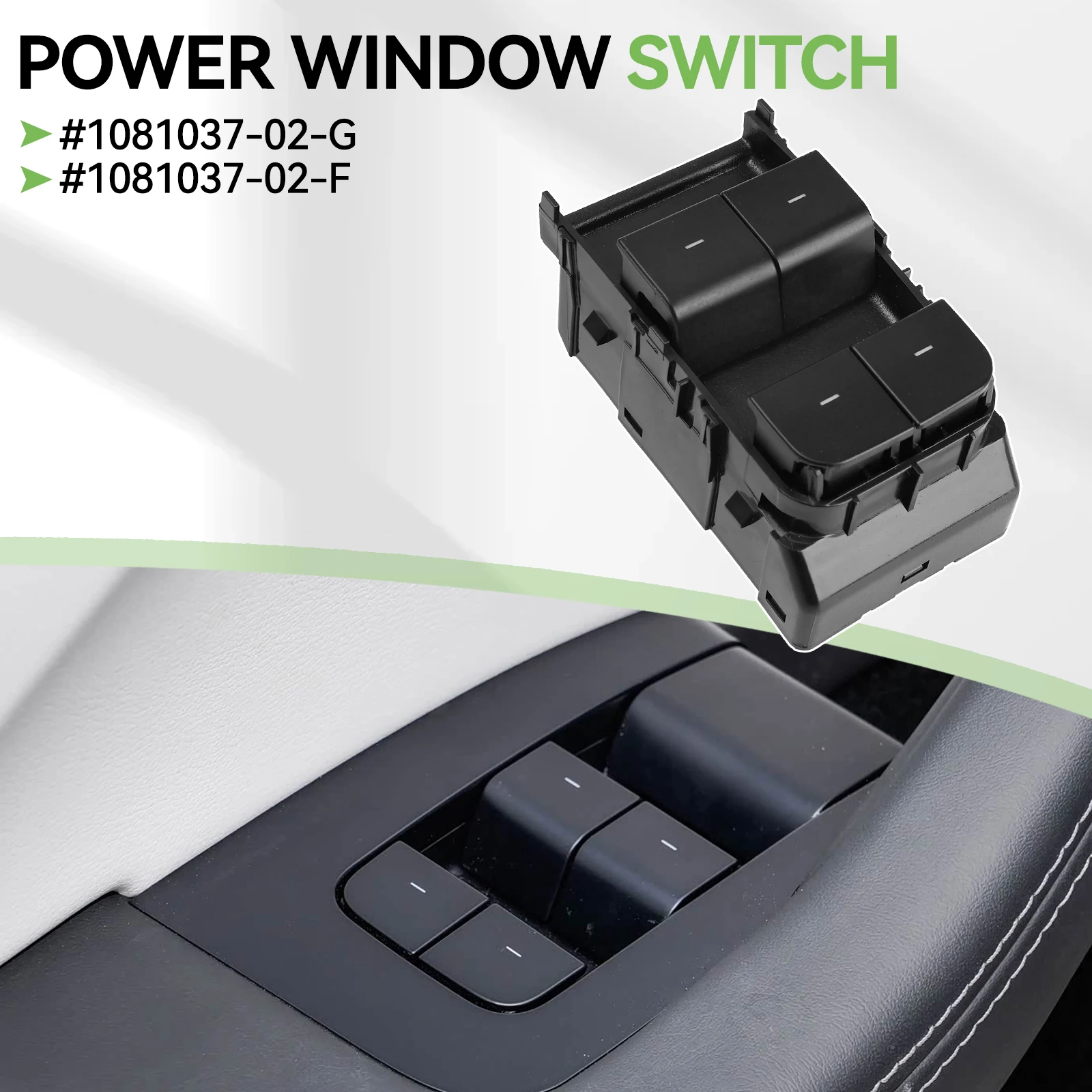 

Power Glasses Switch Electric Car Power Window Regulator Control Button For Tesla Model Y/3 2021-2024 Front Left 1081037-02-G
