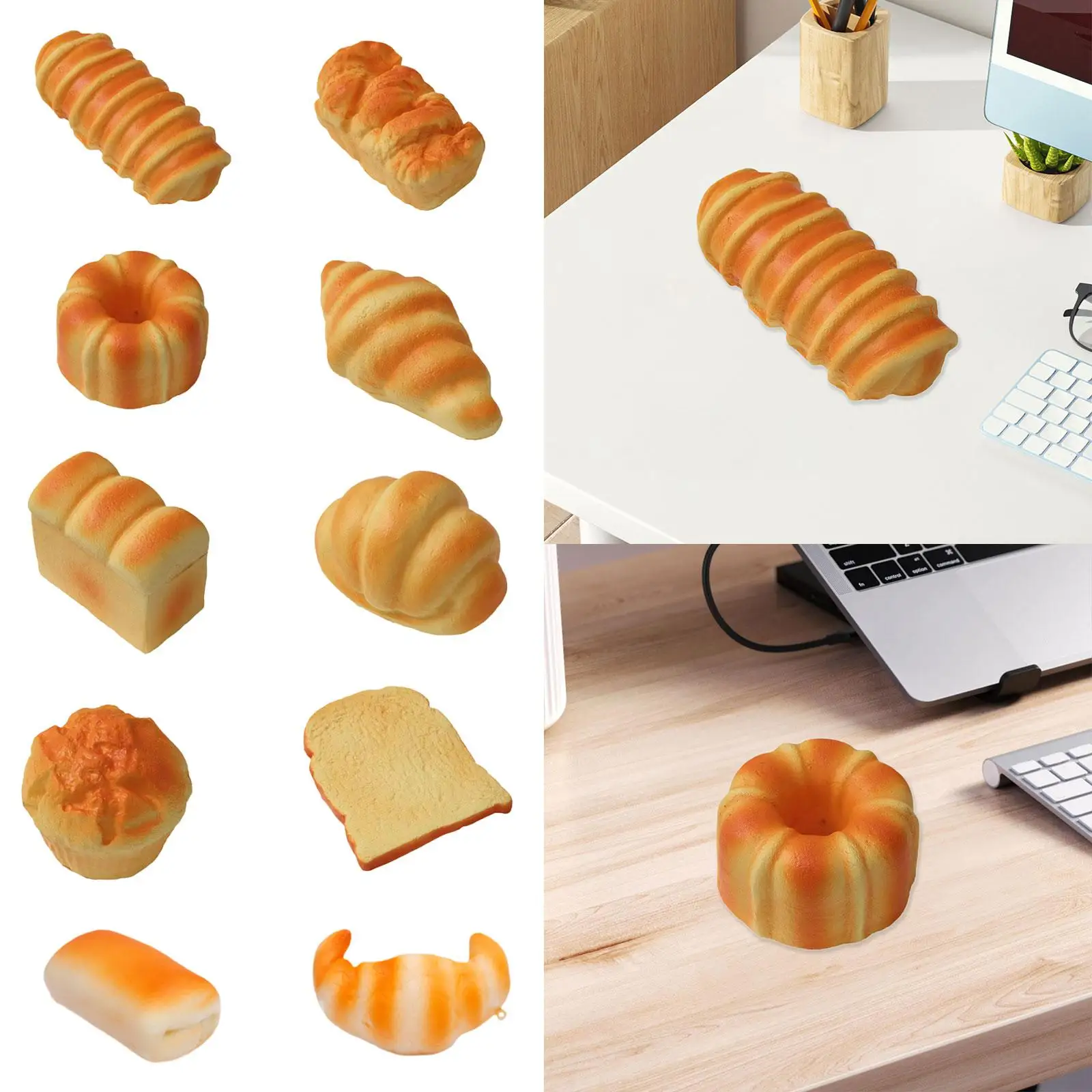 Soft Toast Bread Shape Squishes Toy Relaxing Sensory Fidget Funny Bread Stress Toy for Adults Kids Children Teens Basket Filler