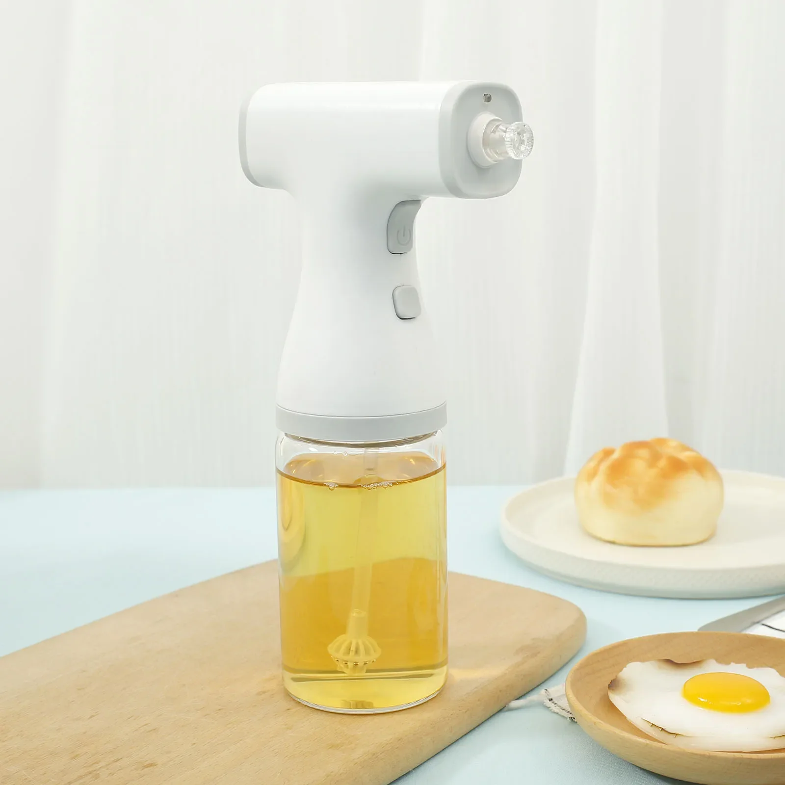 

Olive Oil Sprayer with Lights Glass Baking Oil Spray Bottle Adjustable Electric Oil Sauce Vinegar Dispenser Kitchen Cooking Tool
