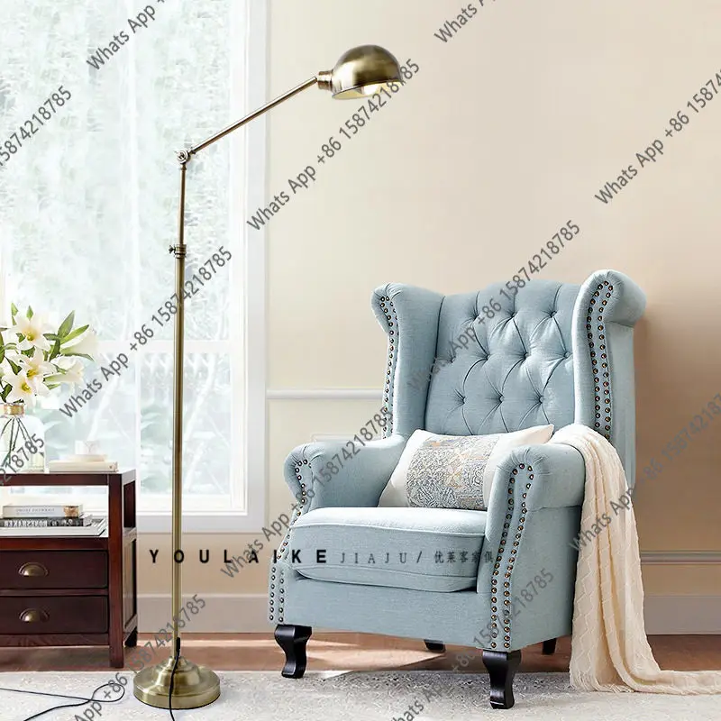 Tiger chair American country buckle single sofa small apartment fabric sofa bedroom leisure chair high back chair