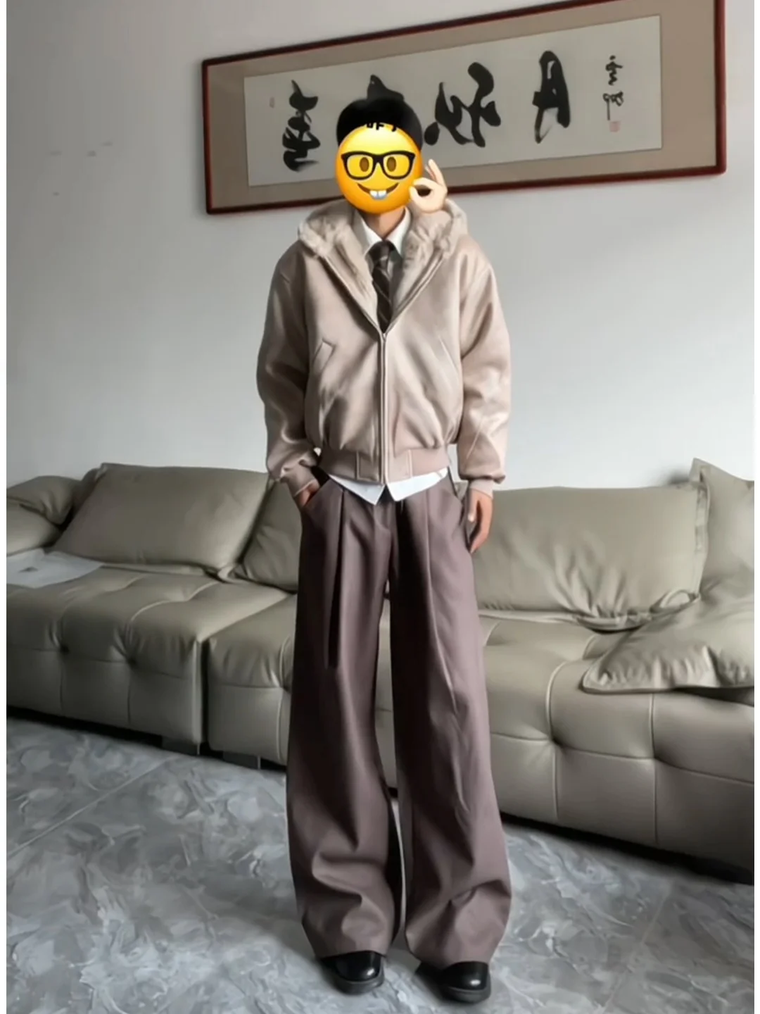 

Litchi Pattern PU Leather Hooded Jaet Men's Winter Thiened Fce Collar Cotton Coat Cleanfit Cotton Padded Outerwear