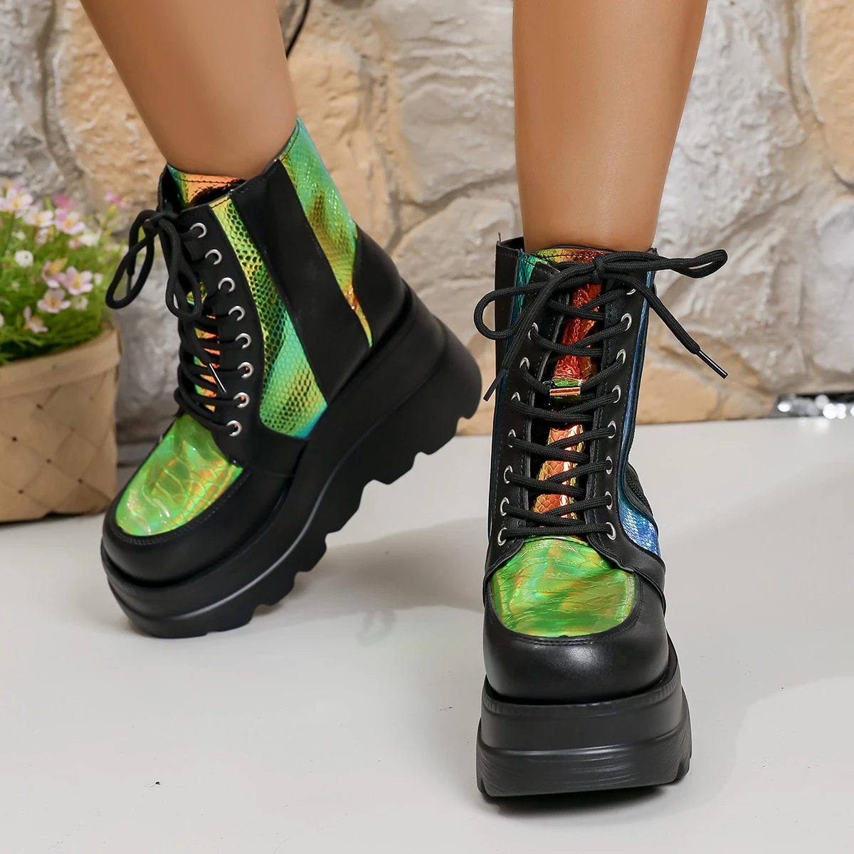 New Women Platform Boots Outdoor Comfortable Designer Ankle Boots Fashion Zipper Anti-slip Shoes for Women Zapatos De Mujer - view 5