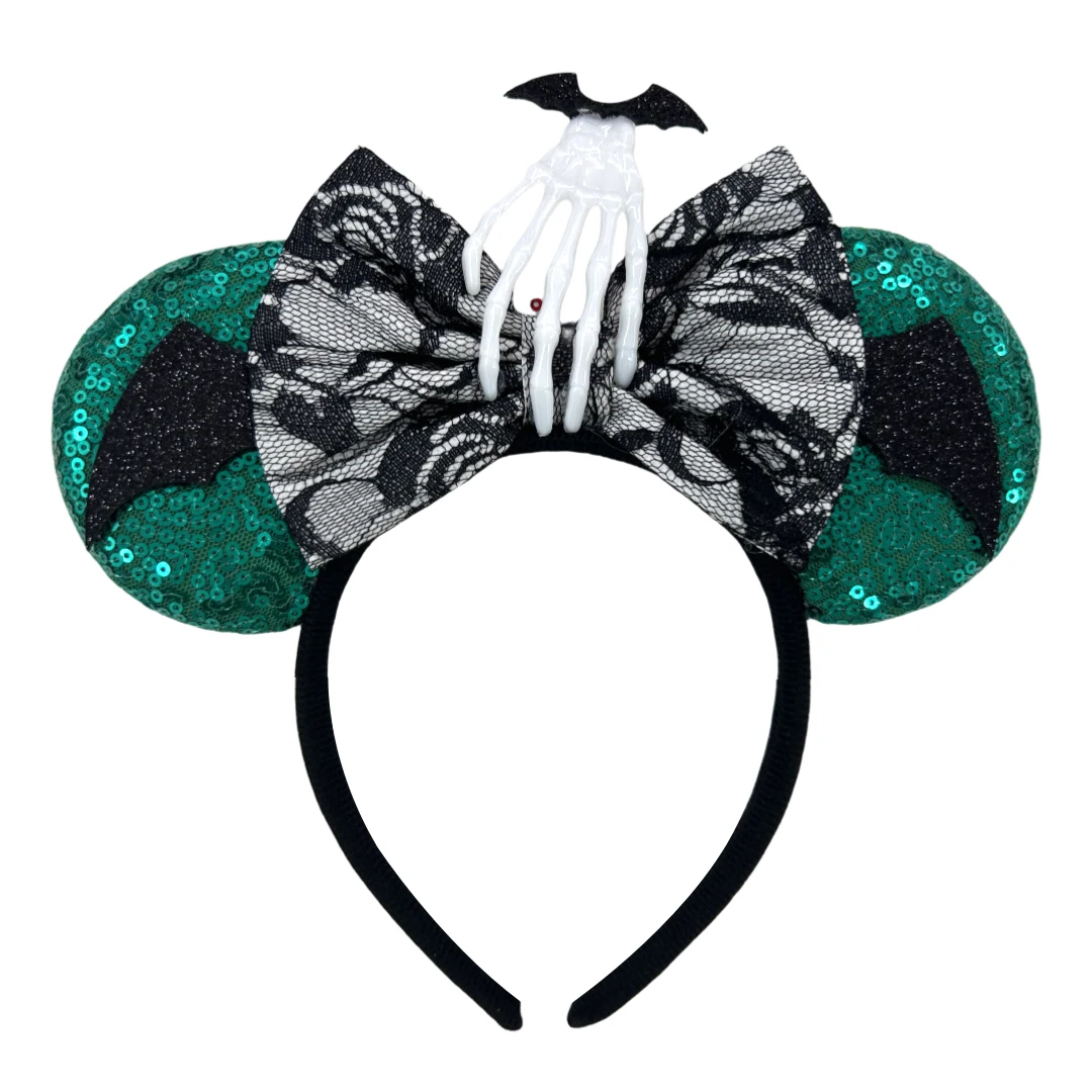 Mickey Mouse Headband Bat Skull Mouse Ears Bow Black Hair  display picture 3