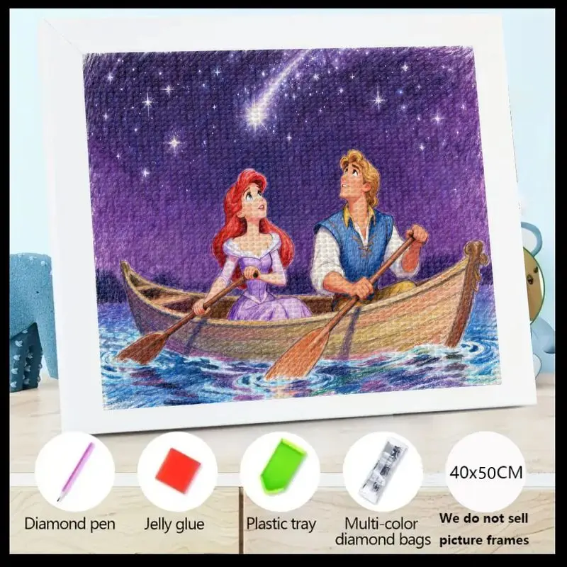 

1PC Enchanting Little Mermaid Ariel & Prince Eric 5D Diamond Painting Kit, DIY Romantic Couple Full Drill Square Drills Crystal