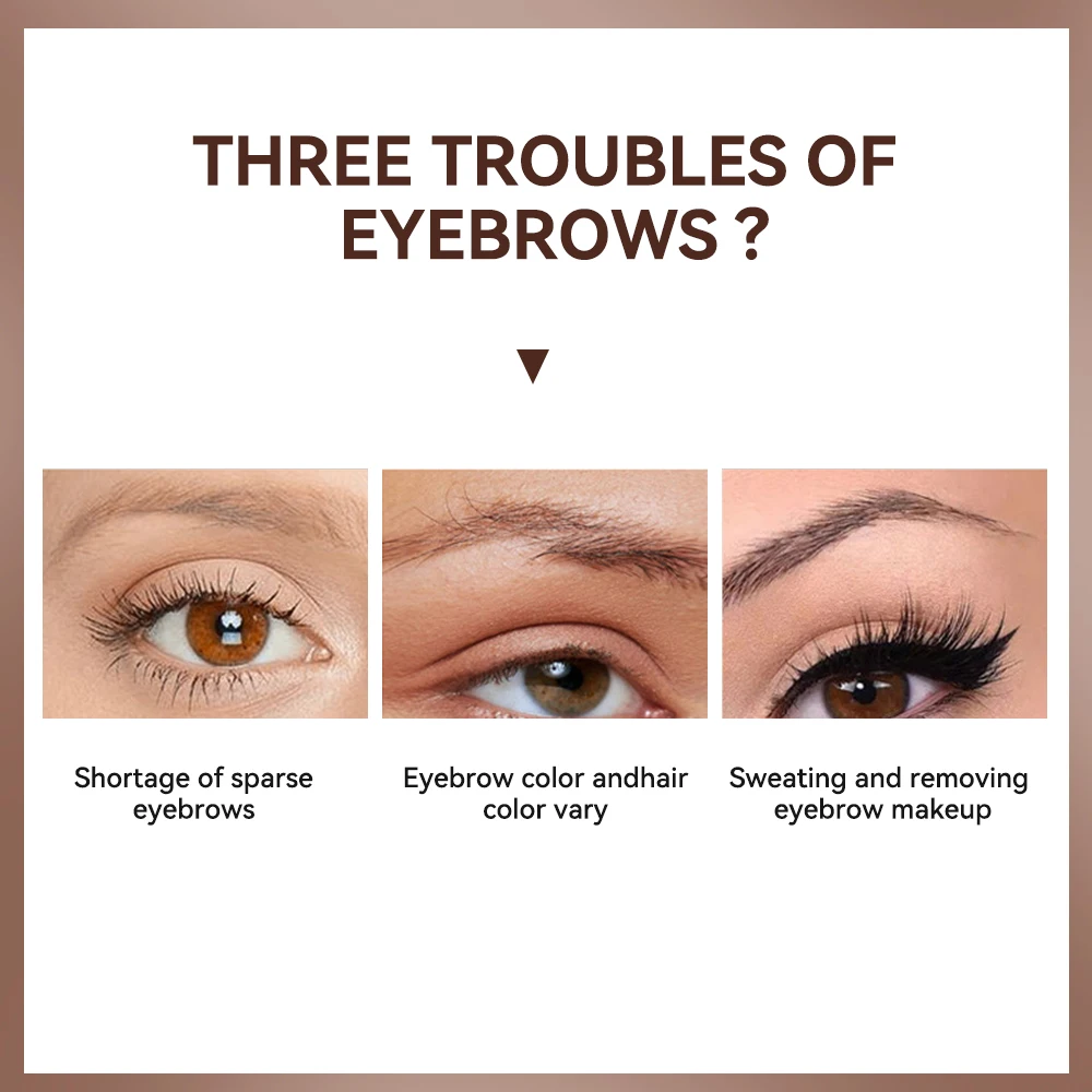 Waterproof Eyebrow Tint Gel Sweatproof Silky Texture Natural Look Long Wearing For Brunette Black Brown And Smoky Grey 4 สี