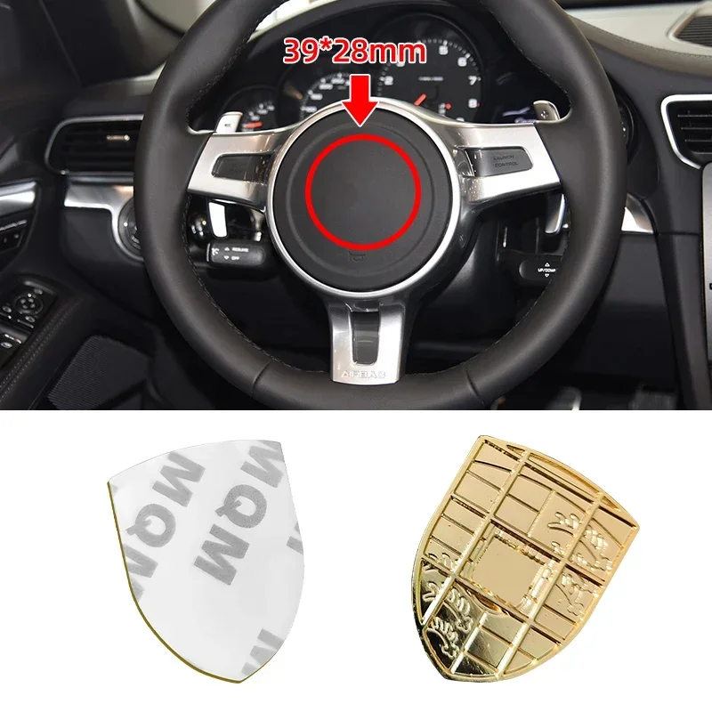 

39mm*28mm 3D Metal Emblem Sticker car steering wheel badge logo for Panamera Cayman Macan Cayenne Boxster Carrera 911 718 4 S