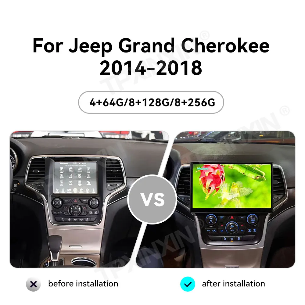 Android Auto Carplay For Jeep Grand Cherokee 2014~2018 Multimedia GPS Navigation Car Radio Stereo Receiver player IPS Head Unit
