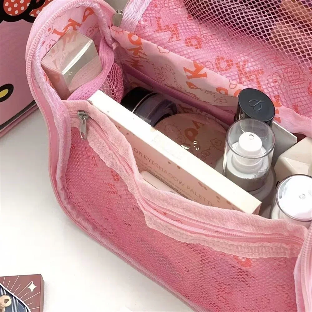 Simpatica borsa per il trucco stampata Hello Kitty borsa portatile multifunzionale per rossetto da donna